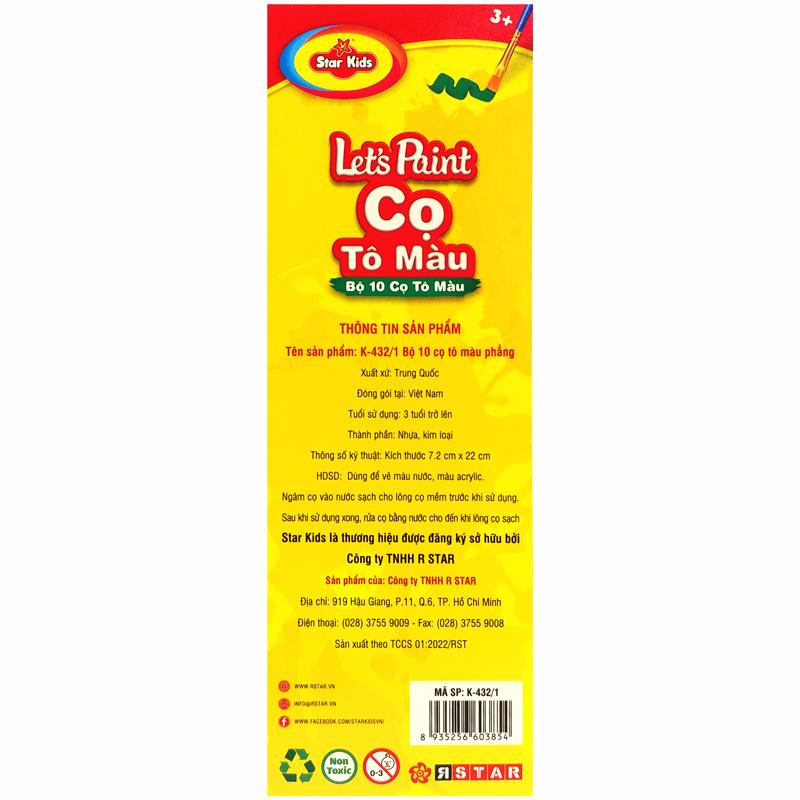 Bộ 10 Cọ Tô Màu Đầu Dẹp Let