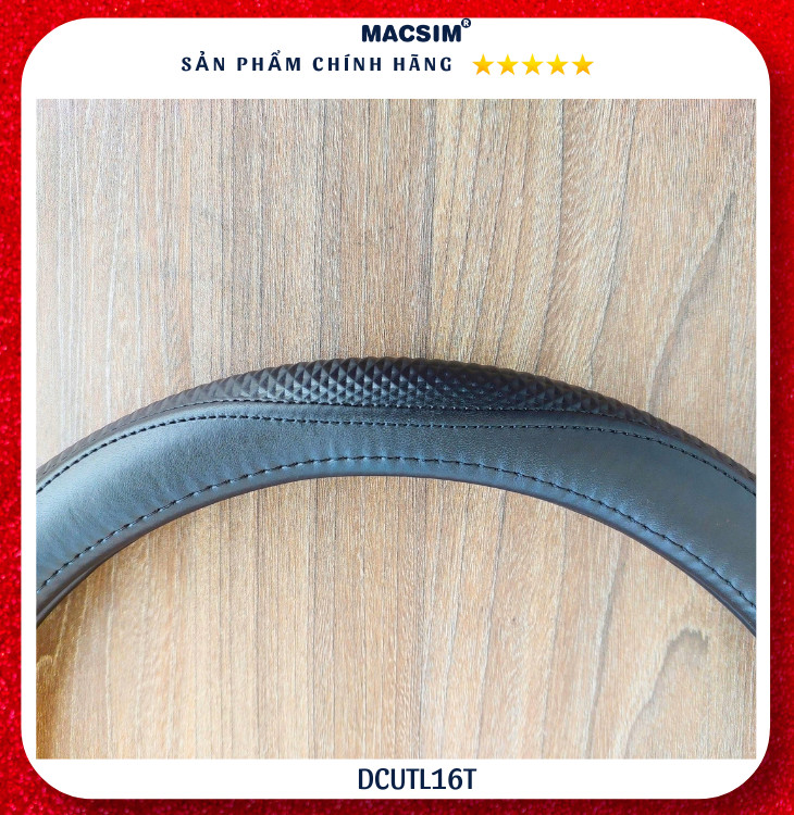 Bọc vô lăng cao cấp Macsim dành cho Vinfast E34, VF3, VF5, VF8, VF9 mã DCUT L16T-2 chất liệu da thật lõi cao su non - Khâu tay 100%
