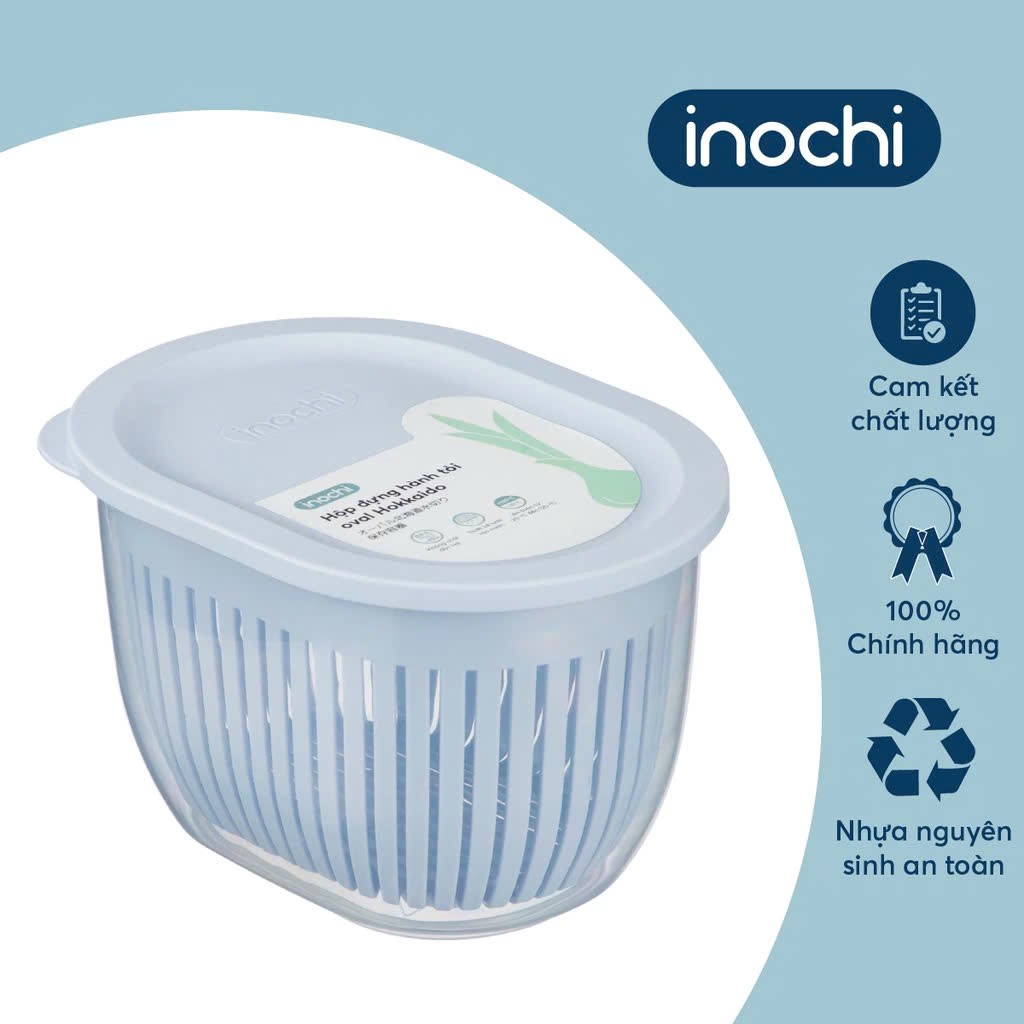 Hộp đựng hành tỏi oval Hokkaido chất liệu nhựa an toàn đạt chuẩn xuất Nhật Bản , EU - Hàng chính hãng (Tặng kèm khăn lau pakasa)