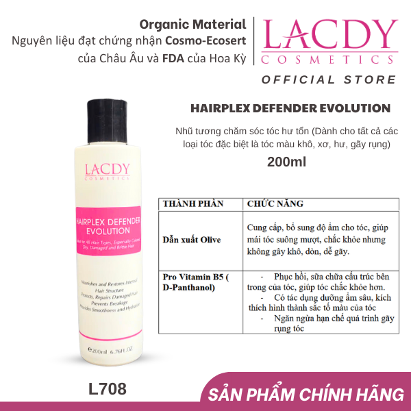Nhũ tương chăm sóc tóc hư tổn Lacdy (Dành cho tất cả các loại tóc đặc biệt là tóc màu khô, xơ, hư, gãy rụng) L708 200ml