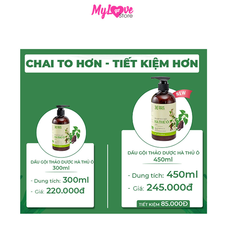 Dầu Gội Hà Thủ Ô Gội Xả 2 In 1 Cocayhoala Giảm Rụng Tóc - Đen Tóc - Chậm Quá Trình Bạc Tóc - Phục Hồi Tóc, Chai 450g