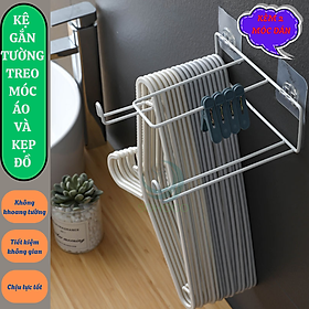 Giá treo móc áo dán tường tiện lợi- Kệ treo móc quần áo dán tường đa năng- Giá treo đồ gọn gàng không cần khoan- Kệ gắn tường treo móc áo và kẹp đồ- Giá đựng móc treo dán tường tiết kiệm không gian