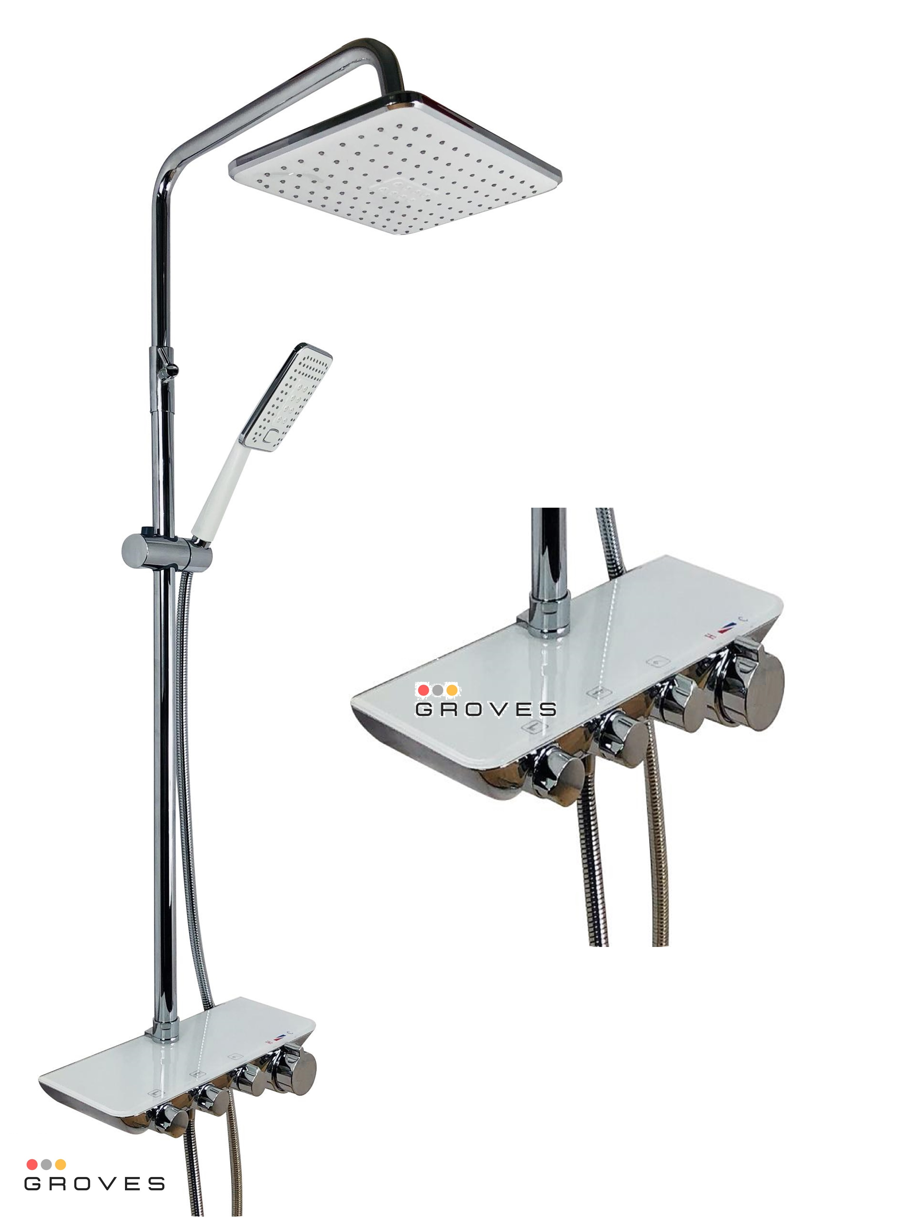 Sen cây tắm đứng điều chỉnh nhiệt độ nhập khẩu chính hãng GROVES 6683