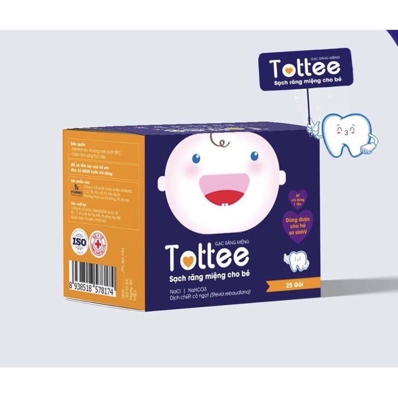 Gạc Răng Miệng Tottee Tinh Chất Cỏ Ngọt - Hộp 25 Gói ( Dr Papie)
