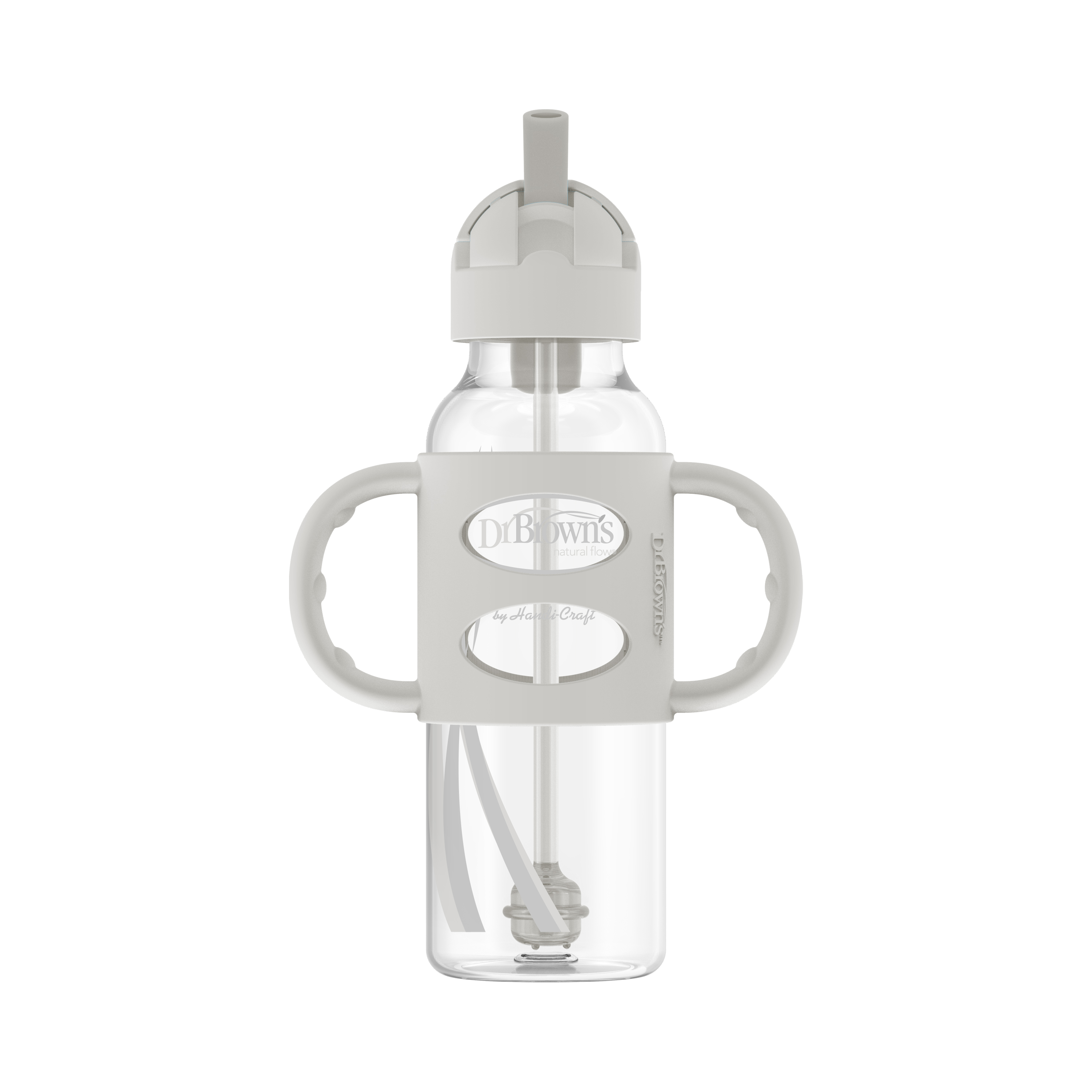 Bình sữa chuyển tiếp, có ống hút silicone và hai tay cầm, cổ thường, nhựa PP, 250ml