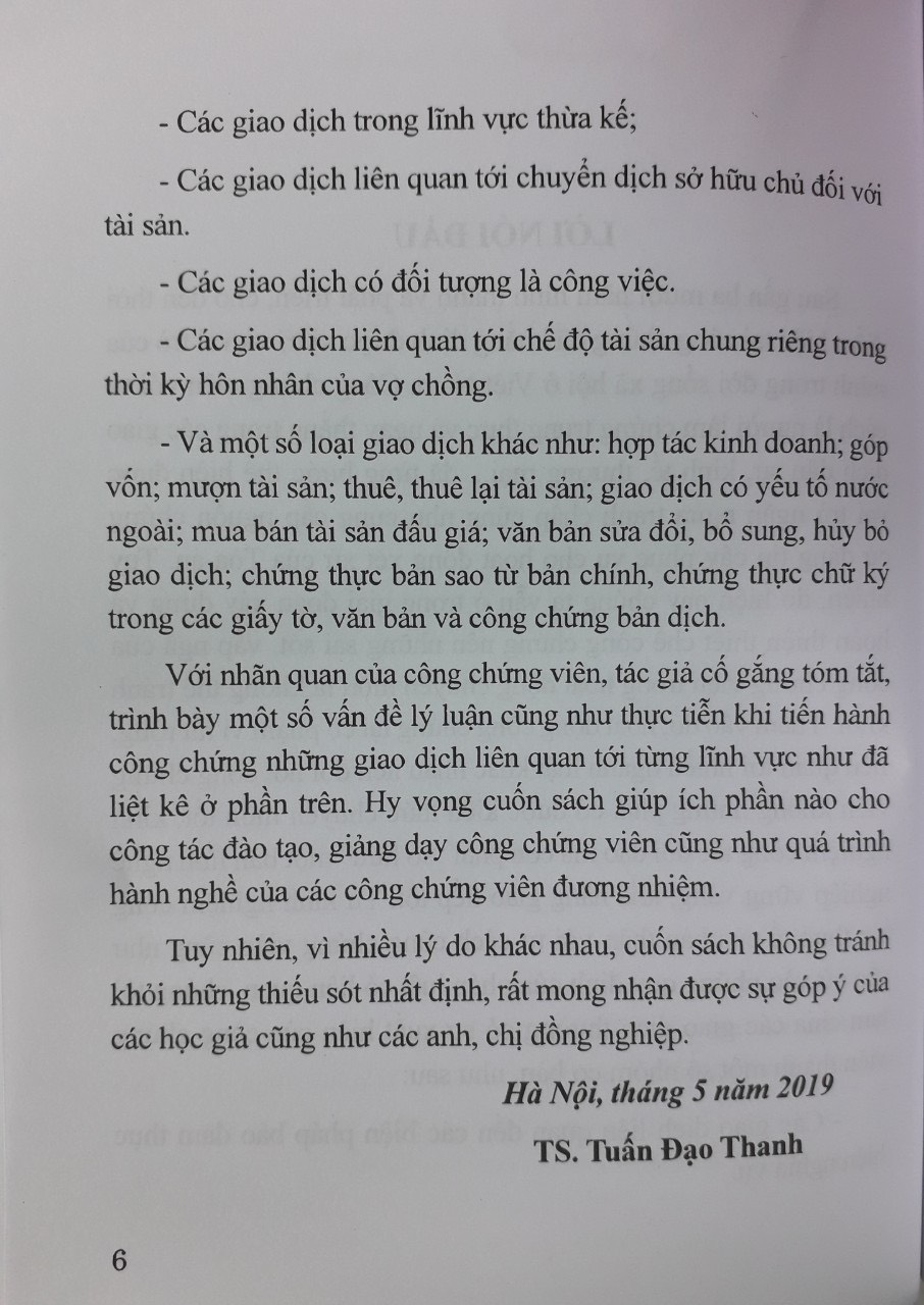 Sổ tay Công Chứng Viên – Những Vấn Đề Cần Lưu ý Khi Công Chứng Một Số Loại Giao Dịch Khác ( Tập 1)