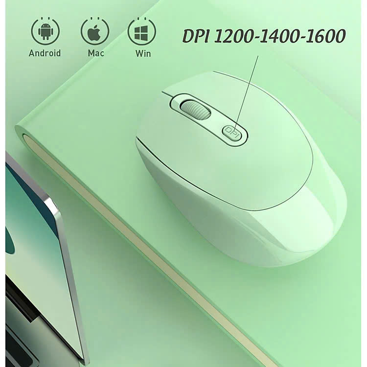 Chuột không dây wireless 2.4Ghz sạc pin, chồng ồn, DIP1600 chuyên dùng cho máy tính, laptop, tivi MÀU ĐEN - Hàng Nhập Khẩu