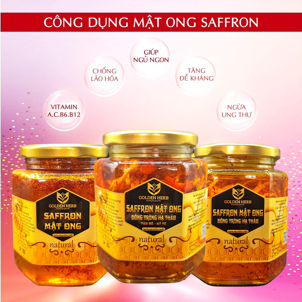 Mật Ong Ngâm Saffron 280ml/lọ Golden Herb