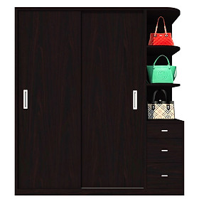 [Miễn phí vận chuyển & lắp đặt tại TP.HCM] Tủ quần áo gỗ cao cấp phong cách Bắc Âu thiết kế 2 cánh cừa lùa thông minh tích hợp nhiều hộc kệ Ohaha - CL003 - Màu D/Màu Đen