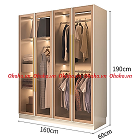 [ Miễn phí vận chuyển & lắp đặt]  Tủ quần áo cánh kính Ohaha có kèm đèn led - TCK004