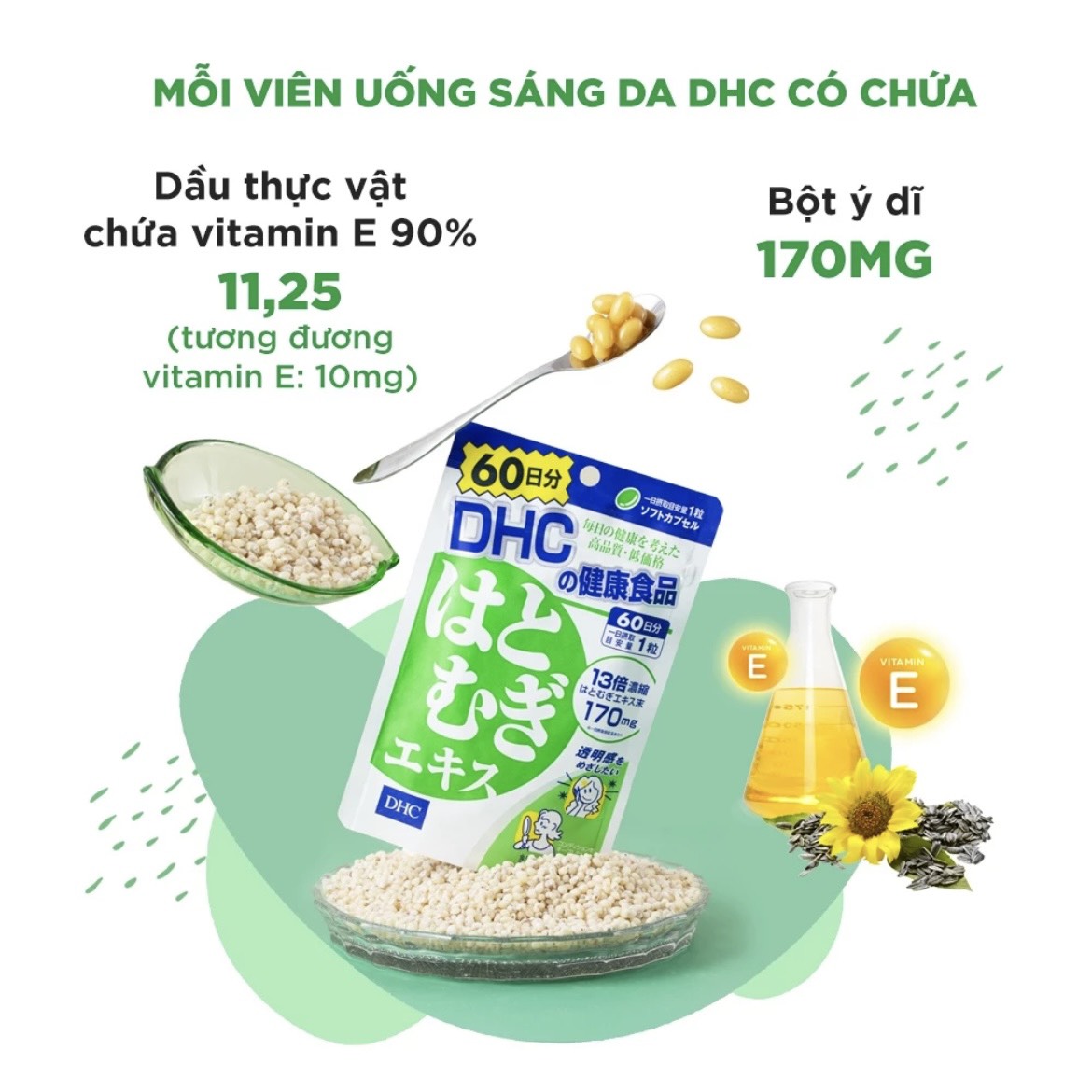 Viên uống trắng da DHC Nhật Bản Adlay Extract 30 ngày - 30 viên