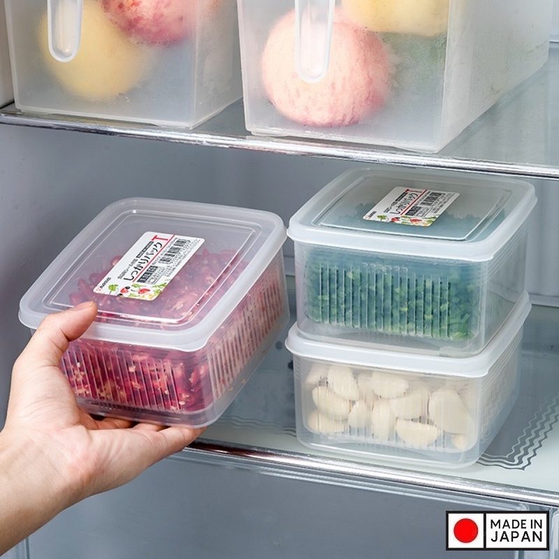Hộp đựng thực phẩm 2 lớp đến từ Nhật Bản, thiết kế kín giúp thực phẩm tươi lâu hơn, có 2 lớp giúp rau thịt không bị úng nước