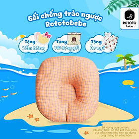 Gối chống trào ngược cho bé Rototo Bebe chất liệu đặc biệt Ripple gợn sóng - Caro bạc hà