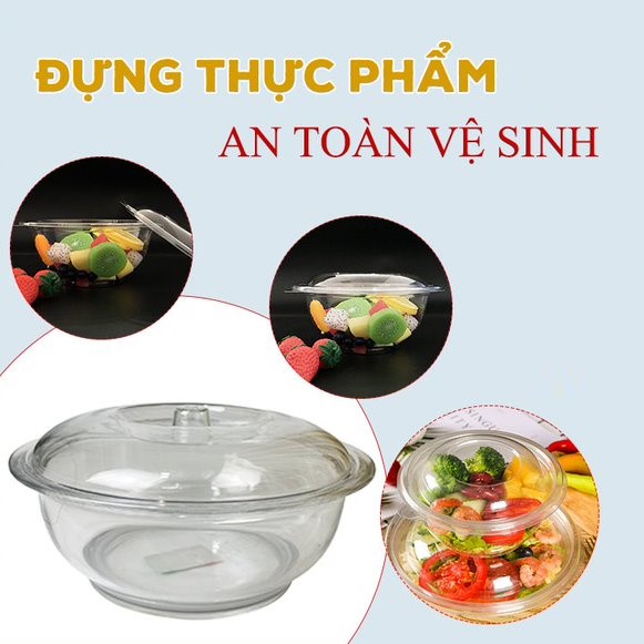Âu phíp tròn trong suốt có nắp đậy - Tô cơm, bát đựng canh, đựng thực phẩm sản xuất theo tiêu chuẩn khắt khe của Nhật Bản , EU đám bảo an toàn cho sức khỏe người dùng- Hàng Việt Nam