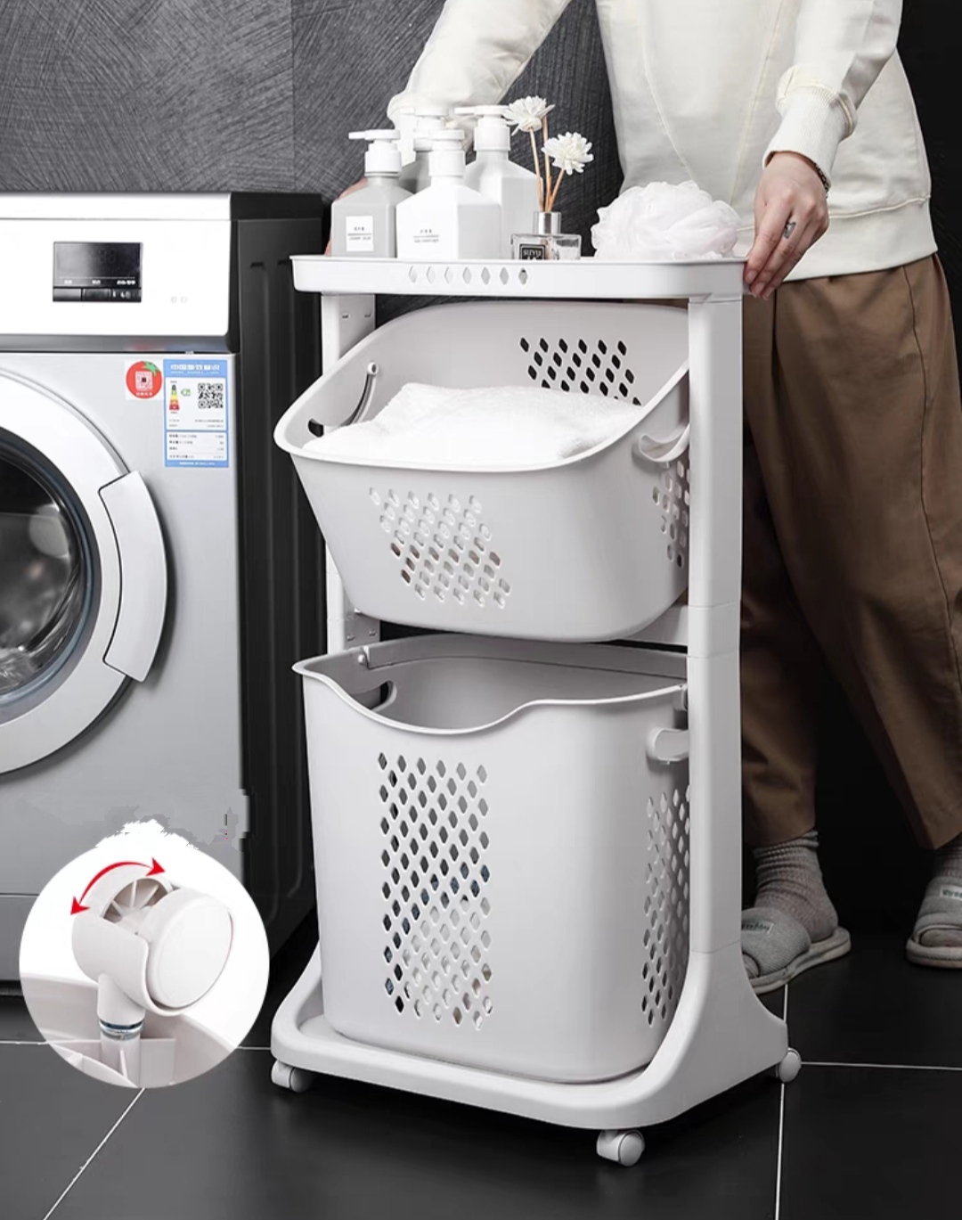 KỆ ĐỰNG ĐỒ 2 TẦNG 3 TẦNG ĐA NĂNG CÓ BÁNH XE XOAY 360 ĐỘ - GIỎ KỆ ĐỰNG ĐỒ ĐỰNG QUÀN ÁO GỌN GÀNG MÀU & KIỂU DÁNG PHONG CÁCH HÀN QUỐC