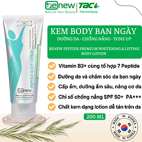 Kem body Peptide Ban Ngày Dưỡng Da Chống Nắng Nâng Tone Makeup Body - BENEW Peptide Premium Whitening & Lifting Body Lotion 200ml
