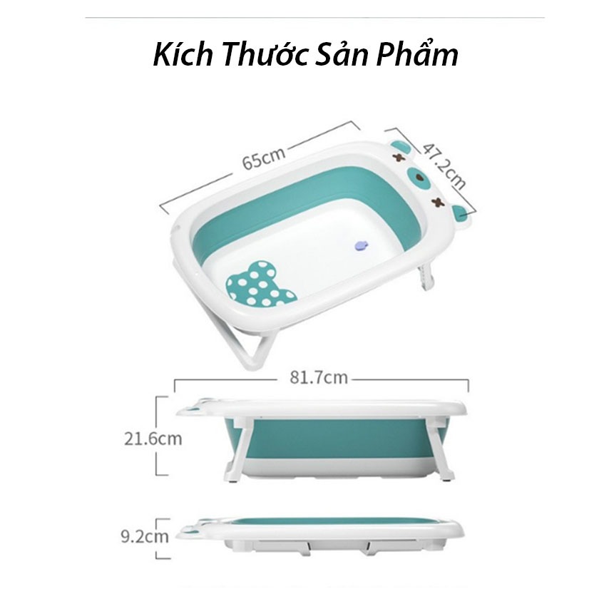 Thau Tắm/ Chậu Tắm Gấp Gọn Cho Bé Tiện Dụng, Giá Rẻ-Tặng Kèm Nệm Tắm