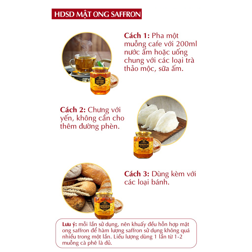 Mật Ong Ngâm Saffron 280ml/lọ Golden Herb