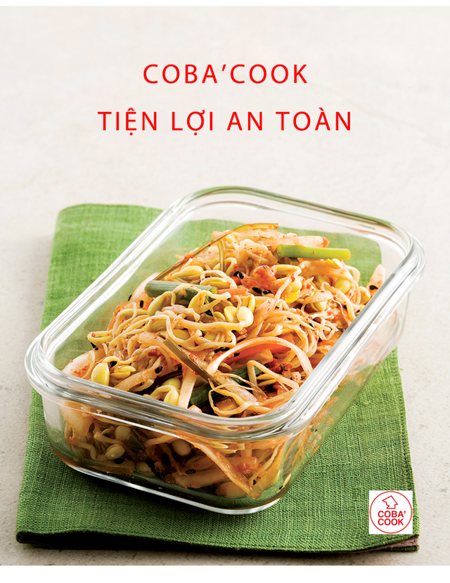 Bộ 3 hộp chữ nhật 370ml đựng cơm kèm túi hộp thủy tinh giữ nhiệt COBA