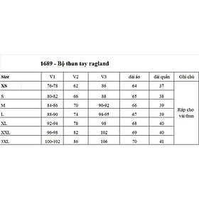Rập Giấy A0 bộ thun tay ragland mã 1689 - không phải quần áo