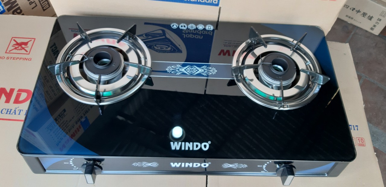 Bếp Gas Đôi Mặt Kính Sen Đồng WINDO 719GL-A Cao cấp Tặng Bộ Van Dây - Hàng Chính Hãng