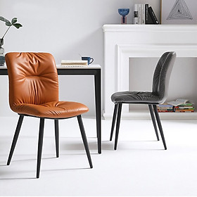 Ghế phòng ăn ghế tiếp khách showroom phong cách Industrial nệm dày dặn bọc da PU mềm bóng chân sắt sơn tĩnh điện / dining chair/ showroom chair / industrial chair LUX24A-P TpHCM