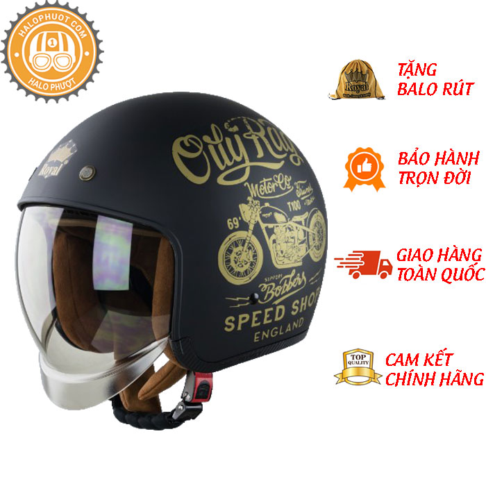 Nón bảo hiểm 3/4 (Openface) Royal M139 Tem