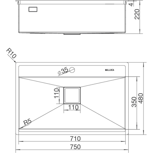 Chậu rửa chén Inox Malloca MS 6302T