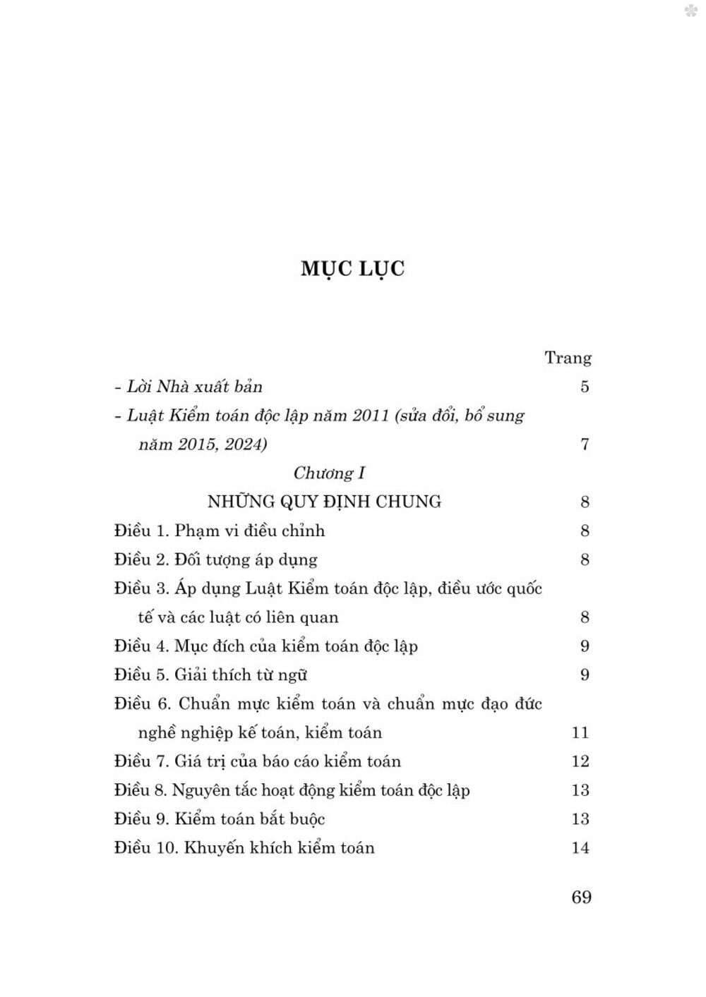Luật kiểm toán độc lập năm 2011 (Sửa đổi, bổ sung năm 2015,2024) bản in 2025