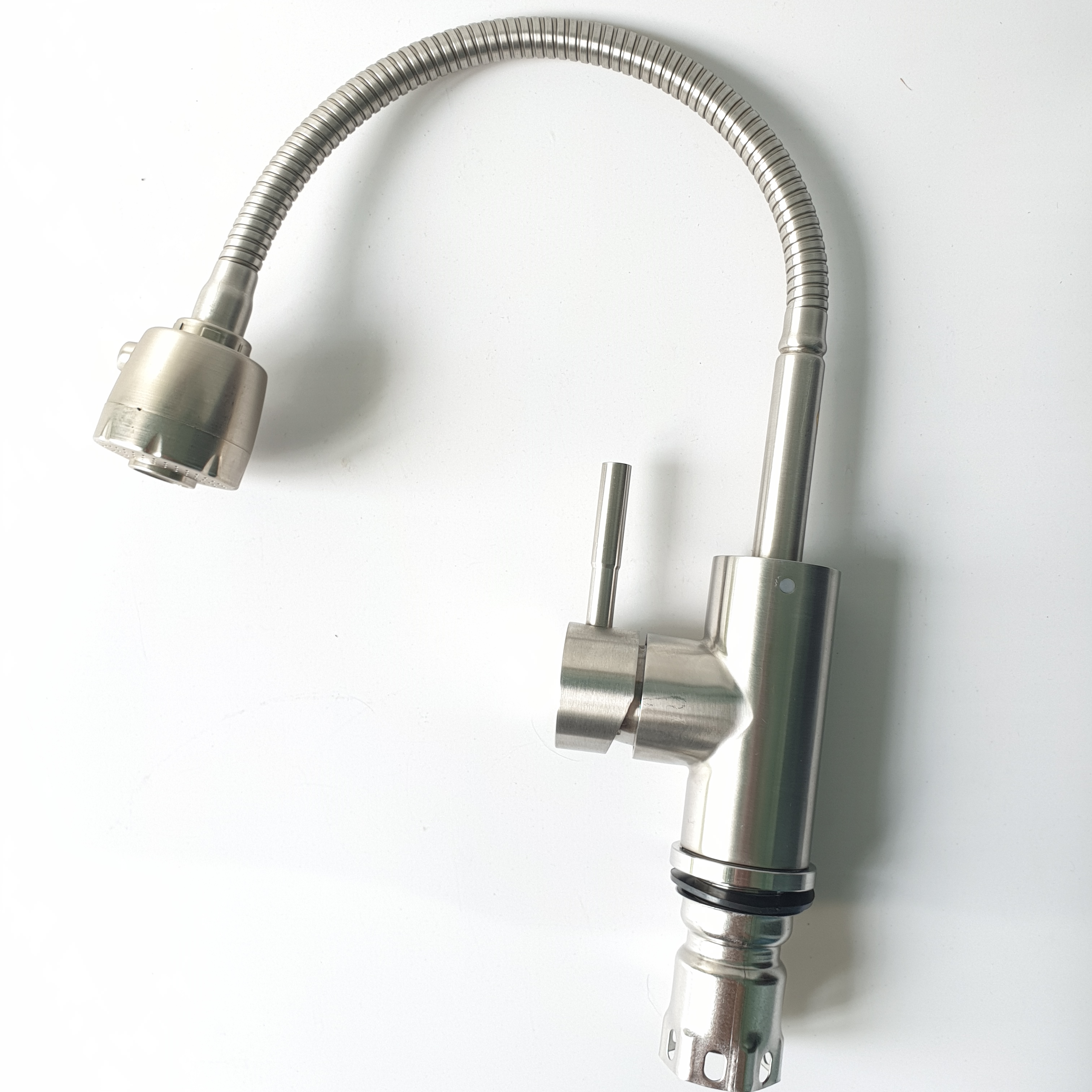 Vòi rửa chén nóng lạnh inox SUS 304 Cao Cấp _ Vòi Rửa Chén Bát Nóng Lạnh Cần Bẻ Lò Xò Sử Dụng cho 2 Hộc Chậu_Vòi chén nóng lạnh inox nguyên khối - hàng đẹp- Trắng vàng