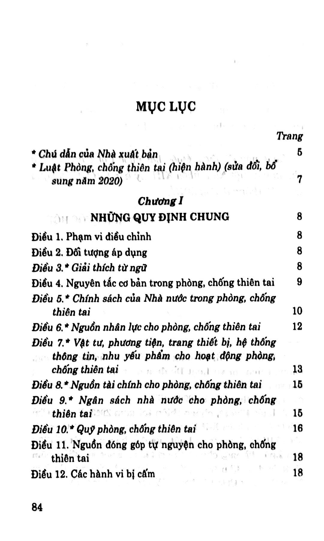 Luật Phòng, Chống Thiên Tai (Hiện Hành)(Sửa Đổi, Bổ Sung Năm 2020)
