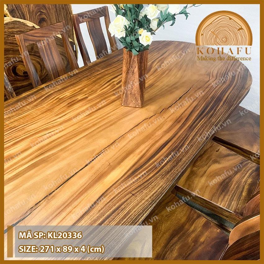 Bàn Oval Gỗ Me Tây Nguyên Tấm KOHAFU