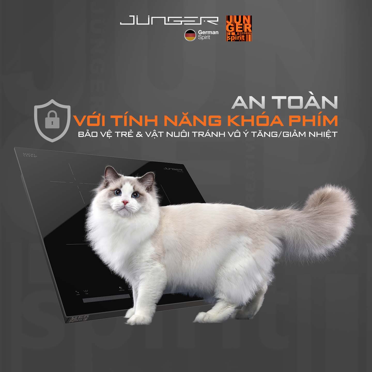 Bếp ba điện 2 từ 1 hồng ngoại Junger CEJ-300-IIF | Công suất 5400W | Bảo hành 3 năm hàng chính hãng
