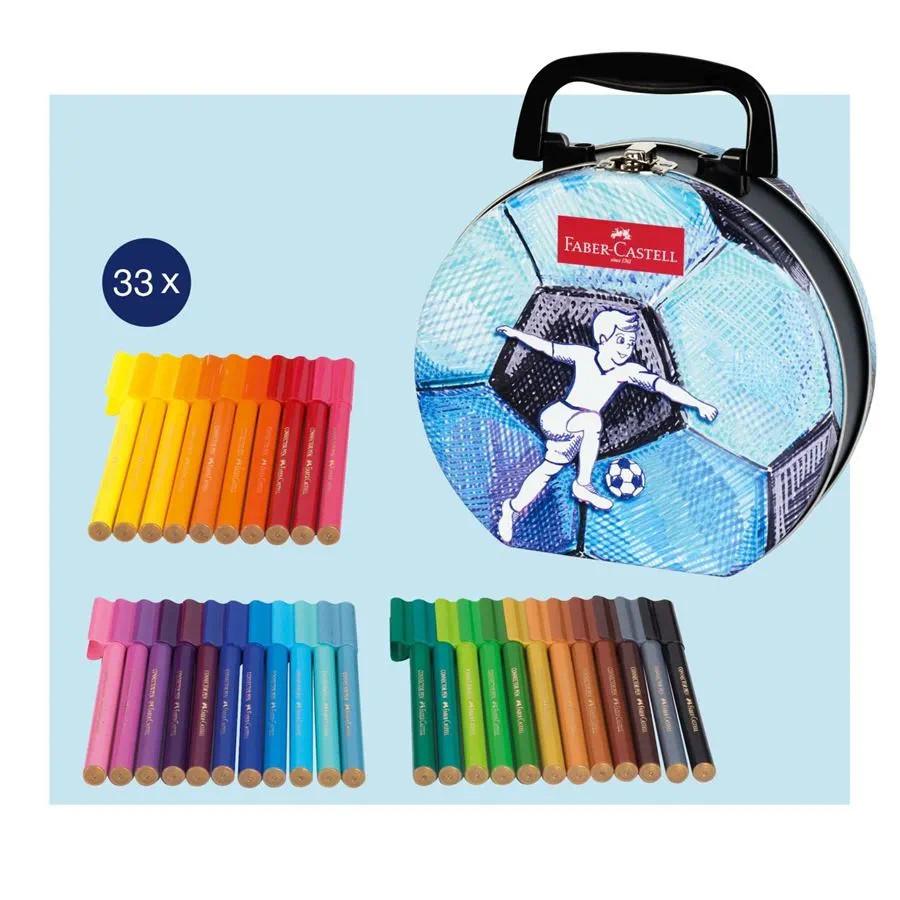 Hộp 33 Bút Lông Màu Connector - Faber-Castell 155538 - Hộp Hình Bóng Đá
