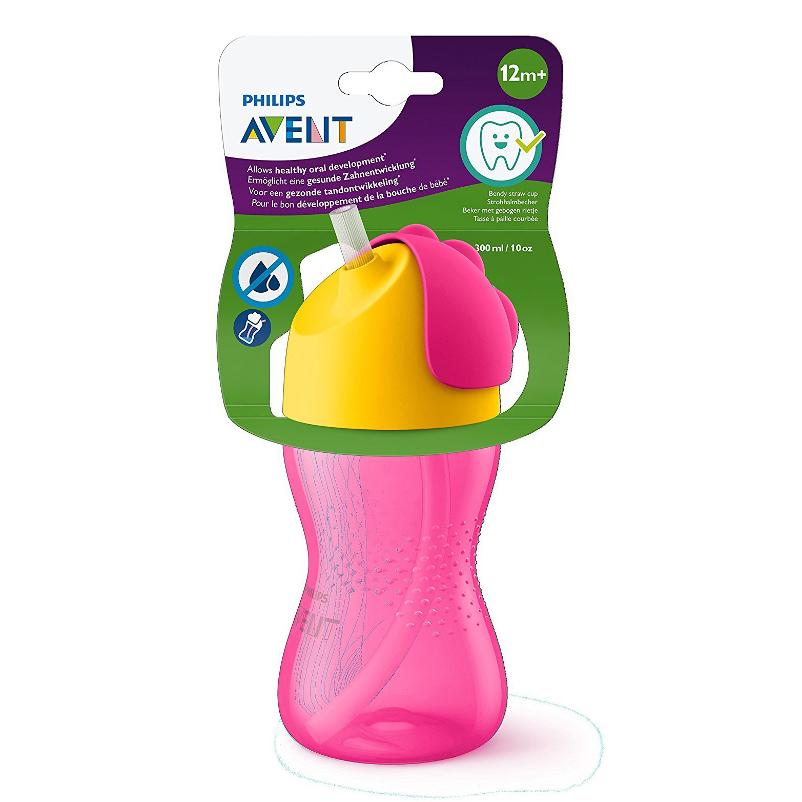 Bình tập uống Philips Avent cho bé 12 tháng - có ống hút - nhựa PP 300ml
