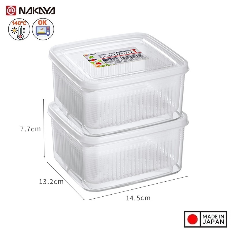 Hộp đựng thực phẩm 2 lớp đến từ Nhật Bản, thiết kế kín giúp thực phẩm tươi lâu hơn, có 2 lớp giúp rau thịt không bị úng nước