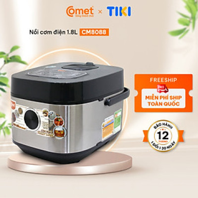 Nồi cơm điện tử Comet CM8088 1.8L – Công nghệ Fuzzy Logic, lòng niêu chống dính, làm nóng 3D – Nấu đa năng, tiết kiệm điện – Hàng chính hãng, bảo hành 1 năm