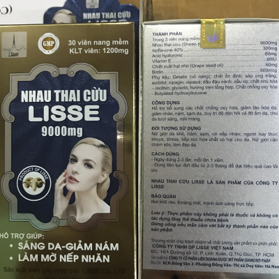 Lisse ￼nhau thai cừu 9000mg - (Hộp 30 viên )- Sáng Da, Mờ Nám , Nếp Nhăn .