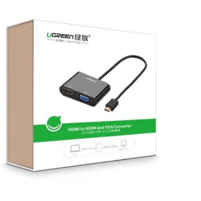 Ugreen UG40744CM101TK Màu Đen Bộ chuyển HDMI sang VGA + HDMI kèm cổng âm thanh - HÀNG CHÍNH HÃNG