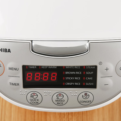 Nồi cơm điện tử Toshiba RC-10DH2PV(W) - Dung tích 1.0 Lít - Lòng nồi dày 2.2 mm - Nồi giữ ấm 12 tiếng - Hàng chính hãng