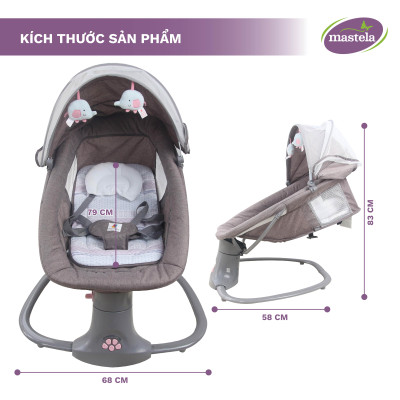 Nôi ru ngủ thư giãn kết hợp ghế ngồi đọc sách cho bé có nhạc Mastela 8104/8106 - điều khiển từ xa - kết hợp Bluetooth