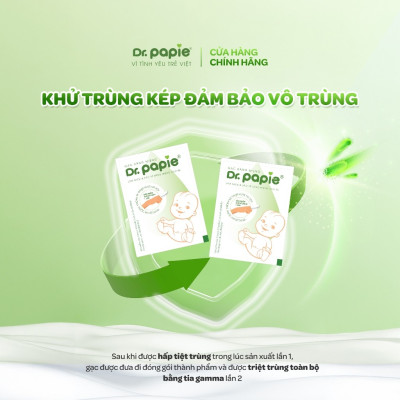 [Mua 1 Tặng 1] Gạc Rơ Lưỡi Dr.Papie 0+ (Hộp 30 Gói), Làm Sạch Và Bảo Vệ Răng Miệng Cho Bé Tặng 1 Hộp (10 Gói) Gạc Dr.Papie 0+