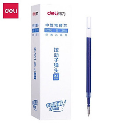 Bút gel bấm Bút bi nước mực Xanh/Đen/Đỏ Deli cho Văn phòng Học sinh ngòi 0.5mm - Mực đều chữ đẹp