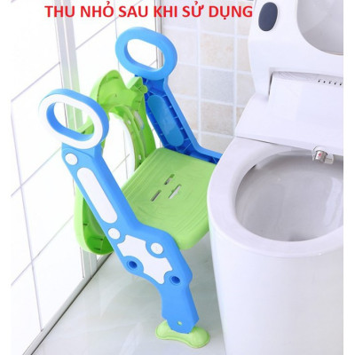 Ghế ngồi bồn cầu có thang vịn an toàn cho bé - màu giao ngẫu nhiên