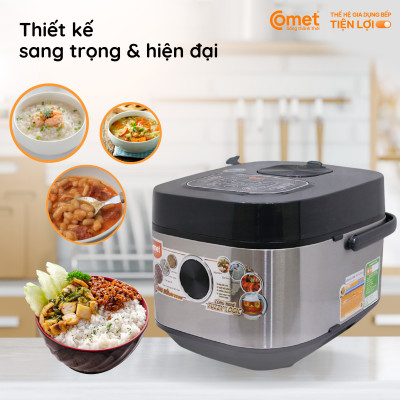Nồi cơm điện tử Comet CM8088 1.8L – Công nghệ Fuzzy Logic, lòng niêu chống dính, làm nóng 3D – Nấu đa năng, tiết kiệm điện – Hàng chính hãng, bảo hành 1 năm