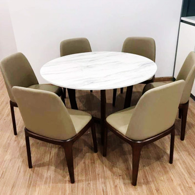 Bộ bàn ăn mặt đá tròn 4 ghế BAMSF01 Juno Sofa hiện đại giá rẻ