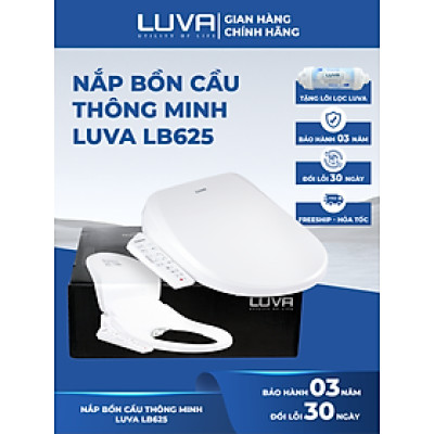 Nắp Bồn Cầu Điện Tử LUVA Bidet LB625 Điều Khiển Cảm Ứng Tiếng Việt, Đổi Lỗi 100 Ngày, Sấy Khô, Chống Nước IPX5, Sấy Vành Ngồi, Chế Độ Rửa Trẻ Em