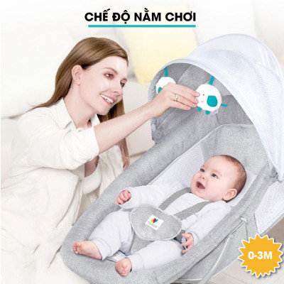 Nôi ru ngủ thư giãn kết hợp ghế ngồi đọc sách cho bé nhạc trắng Mastela 8104/8106 - điều khiển từ xa - kết hợp Bluetooth