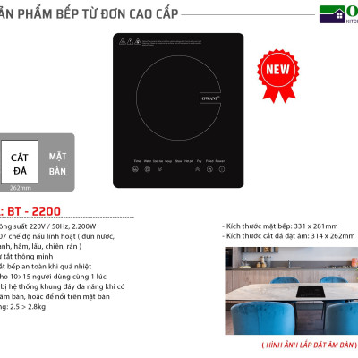 Bếp Điện Từ Đơn Cảm Ứng Đặt Âm OWANI BT-2200 - Hàng Chính Hãng