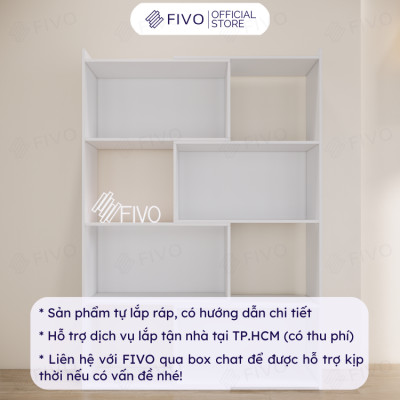 Kệ Gỗ Trang Trí Để Sàn FIVO FB71 Ngang 110cm Màu Trắng, Thiết Kế Thông Minh Có Thể Đóng Mở Tùy Thích, Nhiều Ngăn Chứa Đồ Rộng Rãi Đa Dụng
